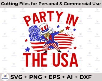 Fiesta en los EE.UU. Png Svg, 4 de julio Png, 4 de julio, Tío Sam, Vintage Png, Día de la Independencia Sublimate Design Descargar