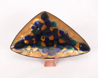 Mid Century Modern Influenced Enamel Dish | Copper and Vitreous Enamel Art | Unique Gift, Jewelry Dish, Home Decor