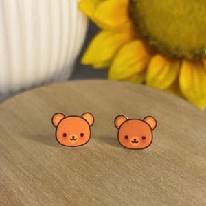 Bear Studs, Cute Earrings, Shrink Plastic, Butterfly Back