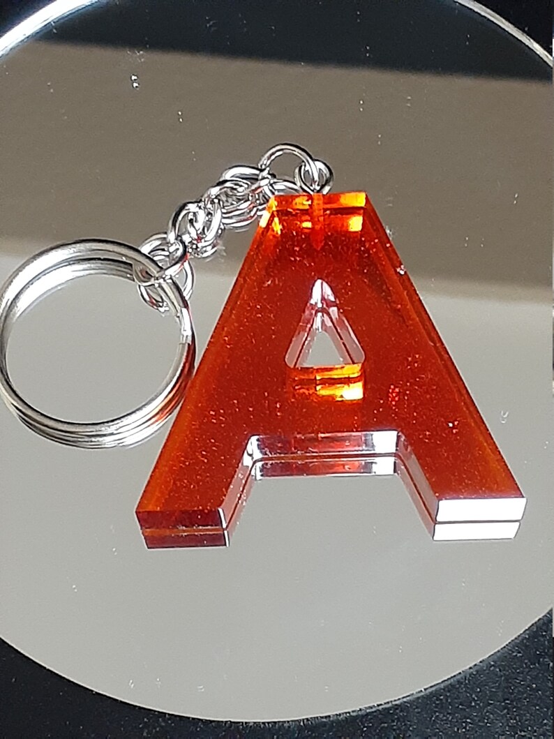 Resin Letter or Number Keychain With Sprinkle or Solid Color Etsy