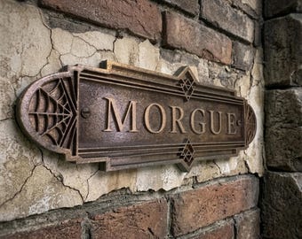Morgue Sign: Gothic Halloween Haunted House Decor
