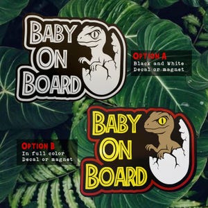 Baby on Board Dinosaur Decal | Jurassic Car Sticker | Raptor Sticker Bild 3