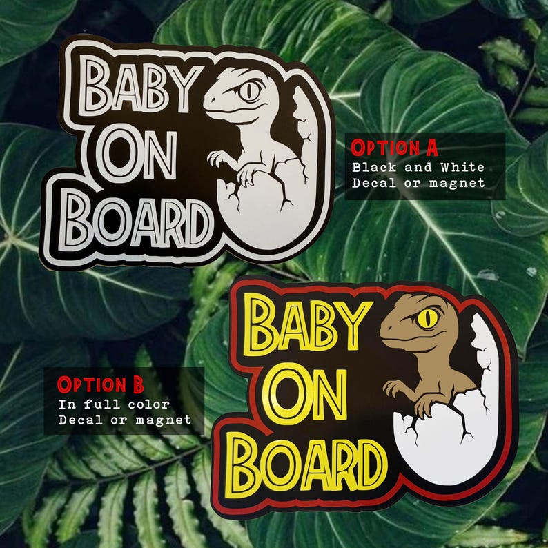Baby on Board Dinosaur Decal | Jurassic Car Sticker | Raptor Sticker Bild 3