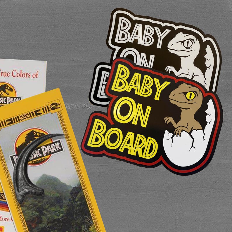 Baby on Board Dinosaur Decal | Jurassic Car Sticker | Raptor Sticker Bild 1