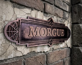 Morgue Sign: Gothic Halloween Haunted House Decor