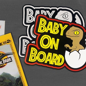 Jurassic Dinosaur Baby on Board Sticker Dinosaur Magnet