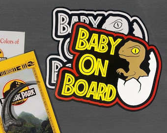 Jurassic Dinosaur Baby on Board Sticker Dinosaur Magnet