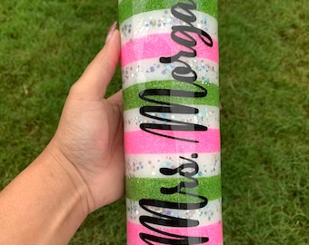 Striped Glitter Tumbler