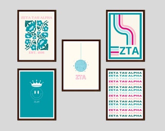 ZTA - Sorority dorm wall decor - 5 DIGITAL DOWNLOADS