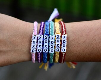 XOXO Friendship Bracelet | Adjustable | Rainbow