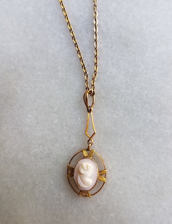 Art Nouveau Cameo Gold Necklace