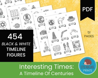 Una línea de tiempo de siglos: tiempos interesantes // Figuras de la línea de tiempo // Versión en blanco y negro