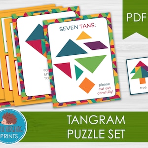 Tangram Puzzle Set || Montessori-Inspired Homeschool Preschool Educational Printable PDF || Cards Print Material