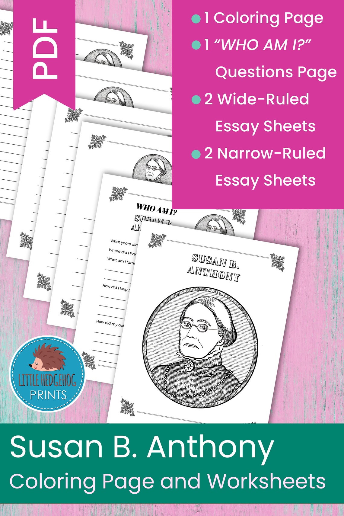 Susan B. Anthony Coloring Page and Worksheets Women's - Etsy