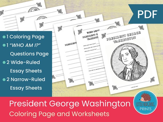 George Washington Coloring Page and Worksheets
