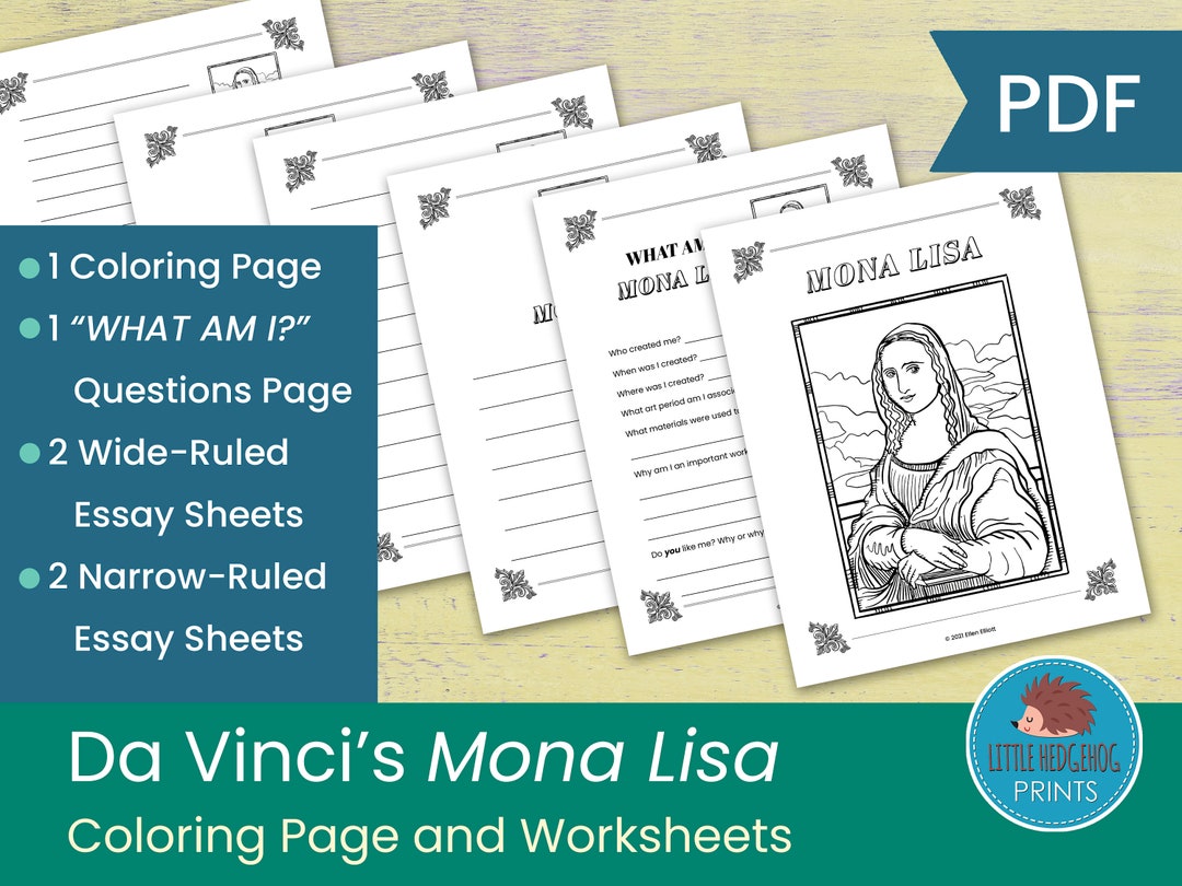 Da Vinci's Mona Lisa Coloring Page and Worksheets || Art History Lesson