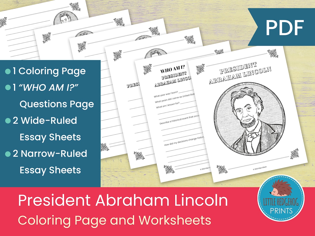 Abraham Lincoln Coloring Page and Worksheets  Presidents Day