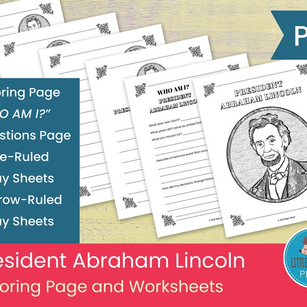 Abraham Lincoln Coloring Page and Worksheets || Presidents Day