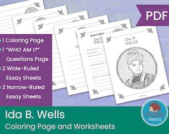 Ida B. Wells Coloring Page and Worksheets