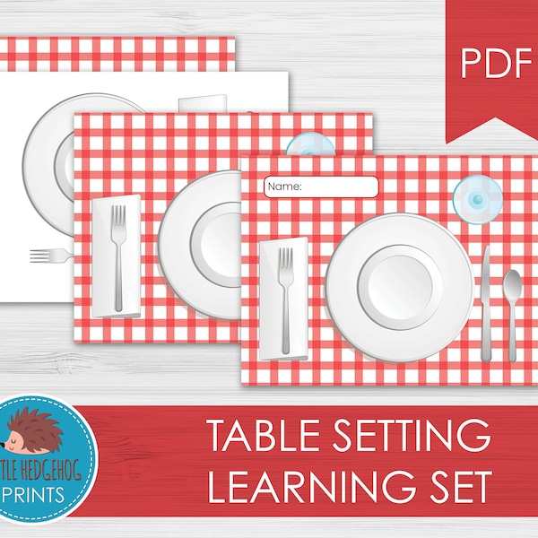 Table Setting Set || Montessori-Inspired Homeschool Preschool Educational Printable PDF || Print Kitchen Placemats Material