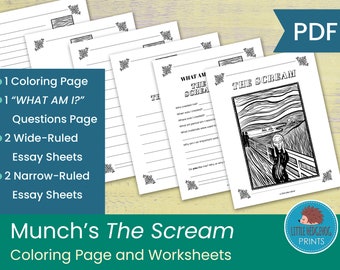 Munch's The Scream Coloring Page and Worksheets || Art History Lesson