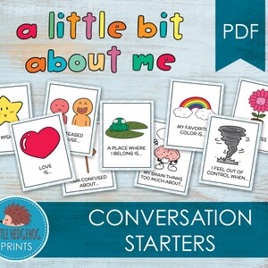 Tarjetas de conversación: un poco sobre mí // Tarjetas de aviso imprimibles para una conversación profunda (y no tan profunda)
