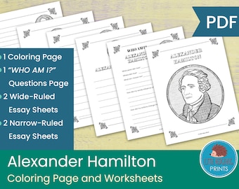 Alexander Hamilton Coloring Page and Worksheets || American History