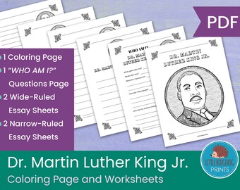 Dr. Martin Luther King Jr. Coloring Page and Worksheets