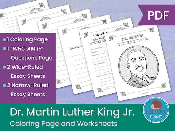 Dr. Martin Luther King Jr. Coloring Page and Worksheets