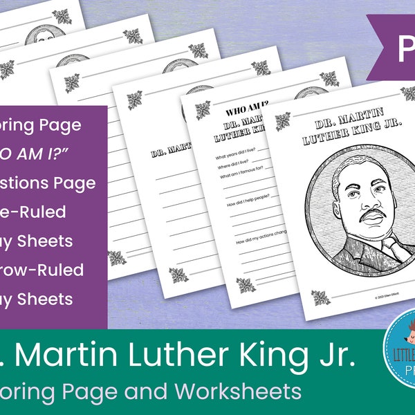 Dr. Martin Luther King Jr. Coloring Page and Worksheets