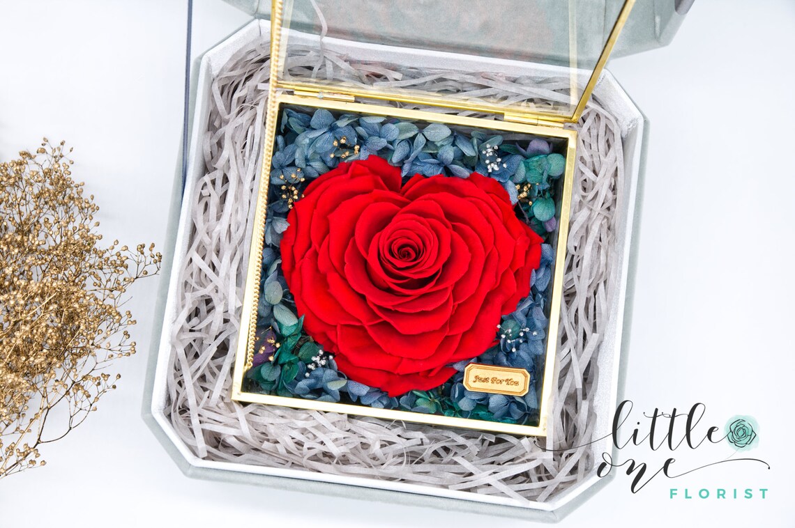 Hand made Preserved Flowers in Glass Box Preserved Roses Etsy