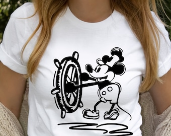 Retro Vintage Mickey Tee, Mickey Mouse Steamboat Willie Shirt, Vintage Mickey Shirt, Disney Retro Shirt, Walt Disney 1928 Tee