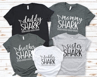 Baby Shark Family Shirts,Mommy Shark Shirt, Daddy Shark Shirt, Brother Shark Shirt, Baby Shark Onesie ,Sister Shark Tees, Matching Sharks