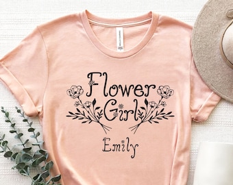 Camiseta personalizada para niña de las flores, Conjunto "Sé mi niña de las flores", Camiseta de boda, Camisetas personalizadas para la fiesta nupcial, Camiseta de boda para niñas, Camiseta para niña de las flores