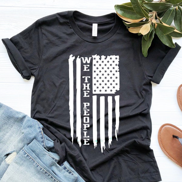 We The People Tee, Flag Shirt, Patriotic t shirt, Vintage USA Flag 1776, Labor Day Shirt