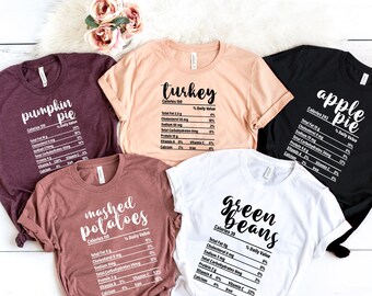 Nutrition Thanksgiving Food Shirts, Holiday Family Group Shirts, Funny Thanksgiving Shirts, Funny Christmas Shirts, Thanksgiving Food Tee