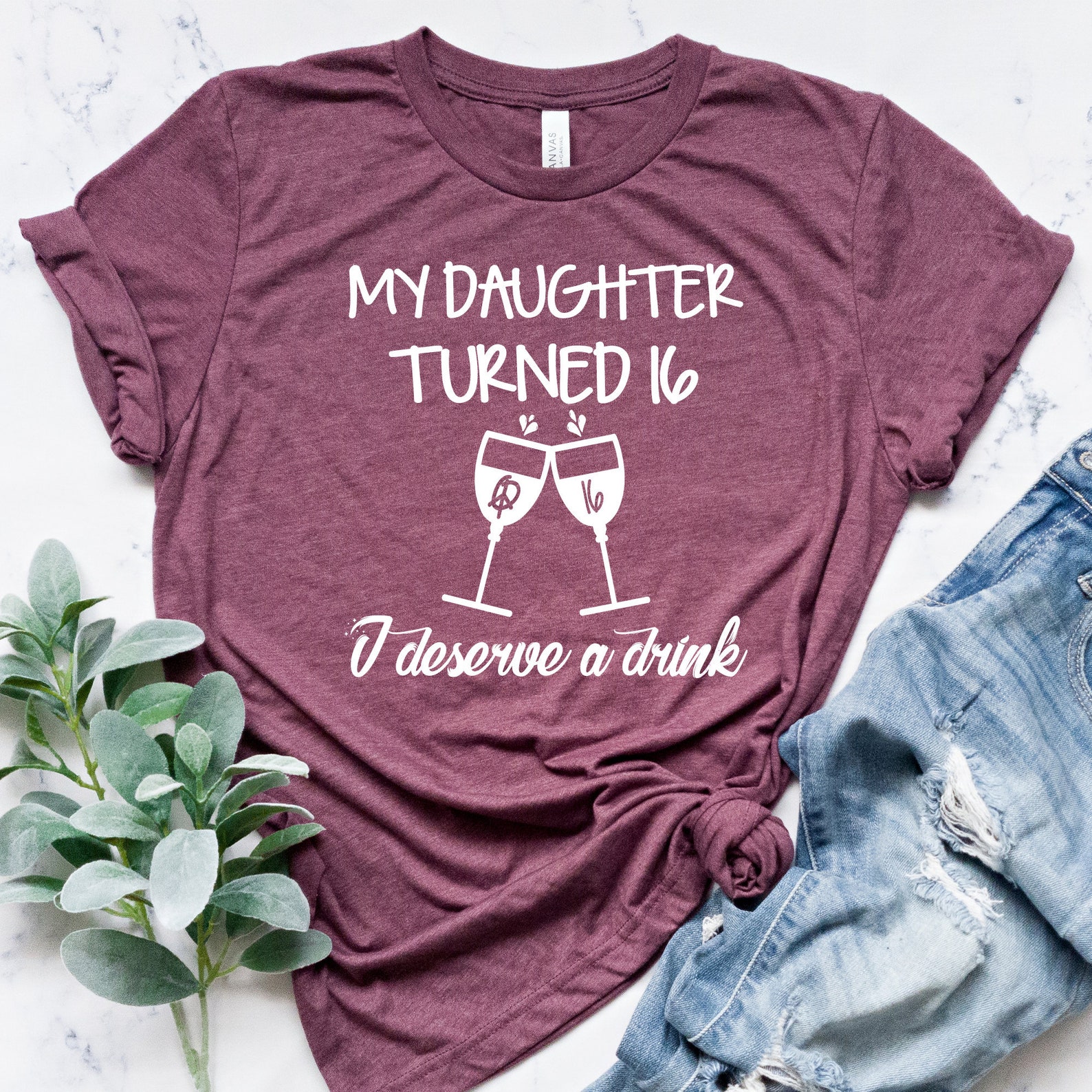Sixteen Shirt, I Deserve a Drink My Daughter Turned 16 Shirt, 16th Birthday Shirt, Hello 16 Tee, Birthday Gift for Daughter, Sweet 16 Shirt