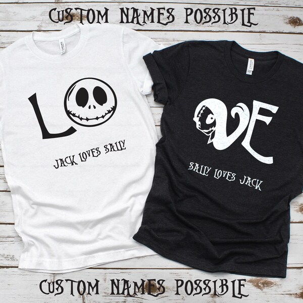 Halloween Couple Shirts ,Love Shirt, Jack Skellington shirt, Jack and Sally tee, Nightmare Before Christmas Shirt, Best Halloween Couple Tee