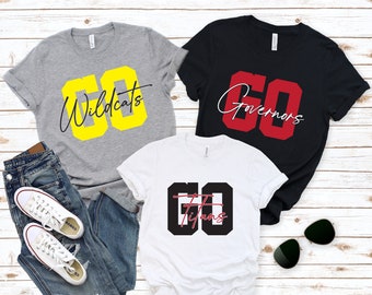 Camiseta personalizada para el equipo, camiseta personalizada de la mascota Go, camiseta del equipo favorito, camiseta del equipo escolar, camiseta de la mascota del equipo, camiseta del espíritu escolar, camiseta para profesores