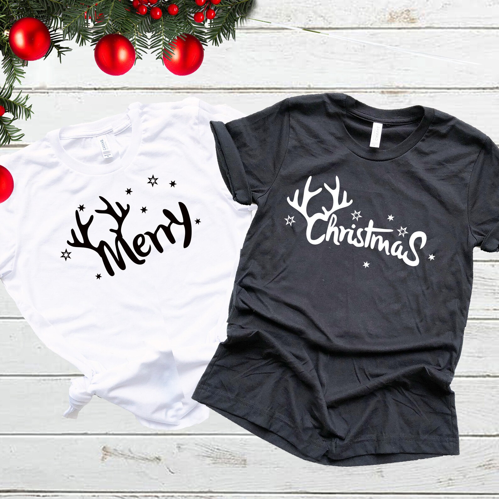 Matching Christmas Couples Shirts Merry Christmas Tee Etsy