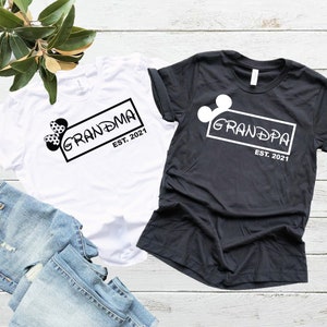 Custom Est. Grandma And Grandpa Shirt, Gift for Grandparents, New Grandma Shirt, New Grandpa Shirt, Pregnancy Announcement Grandparents Tee
