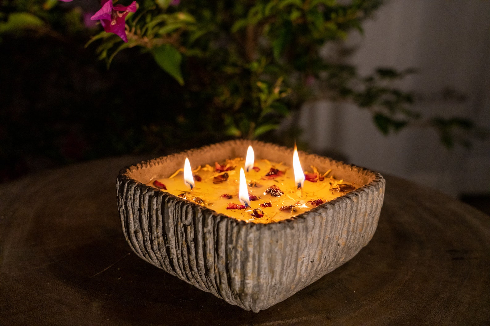 Bowl Candle Rustic Decor Large Square Ceramic Fragrance Etsy