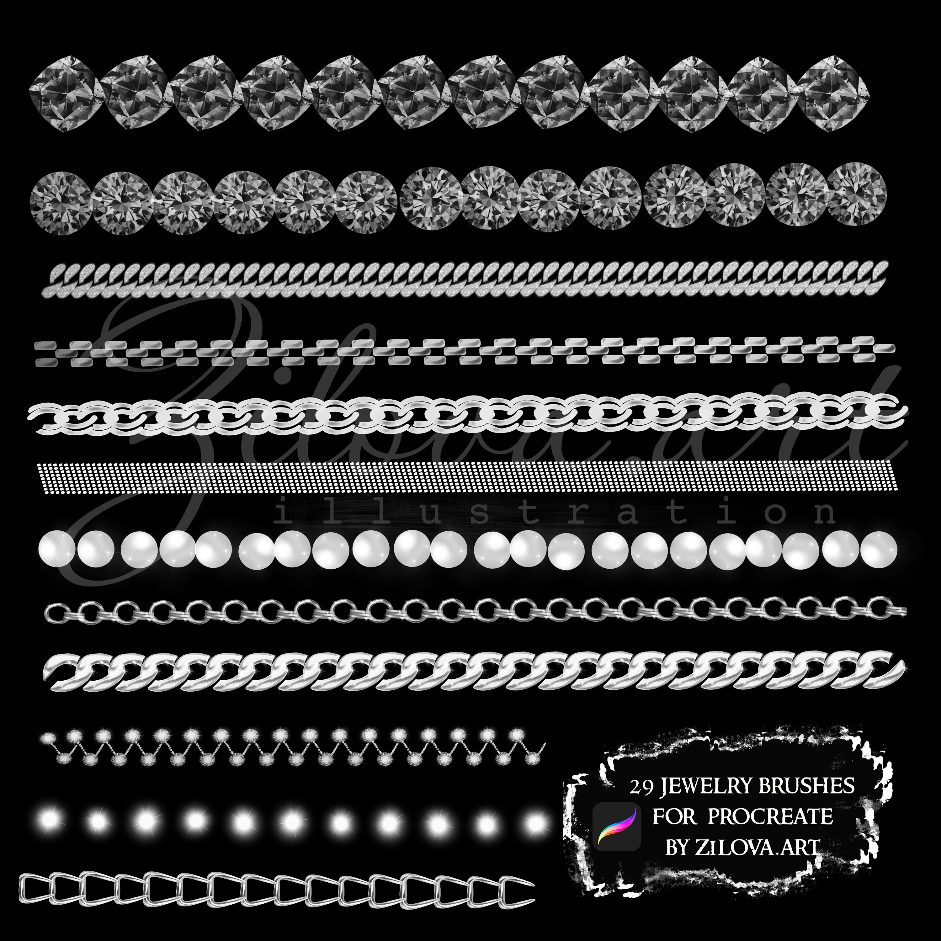 29 Jewelry brushes for Procreate by Zilova.art Etsy