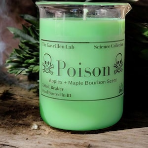 Apple Maple Bourbon Candle: Poison Beaker Candle, Spooky Home Fragrance