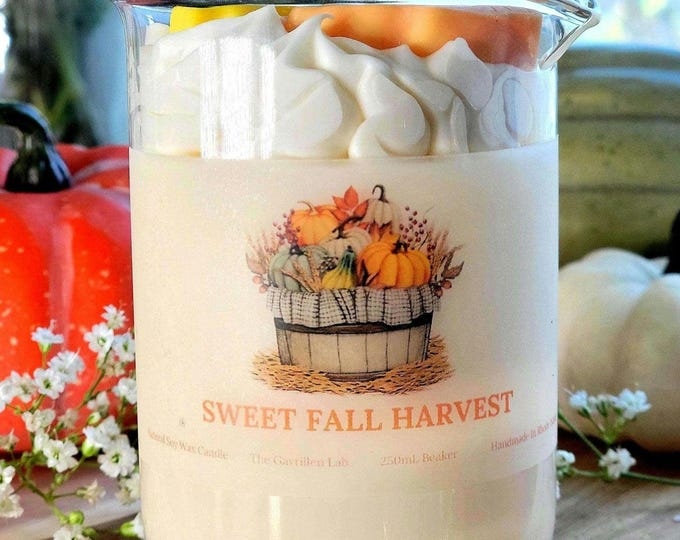 Sweet Fall Harvest Candle: Fall Soy Candle, Autumn Fall Decor, Pumpkin Apple Clove and Cinnamon Scented Candle, Seasonal Home Decor