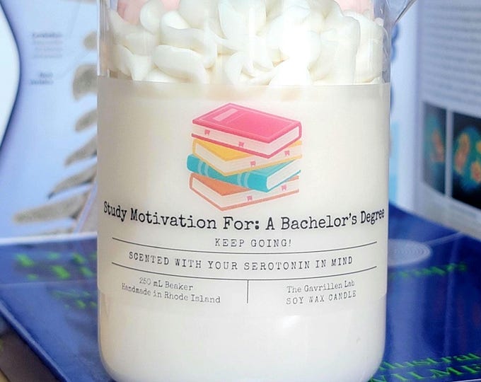 Bachelor's Degree Candle: Handmade Soy Wax Beaker Candle, Degree Encouragement, Student Gift, Study Motivation, College Student Gift