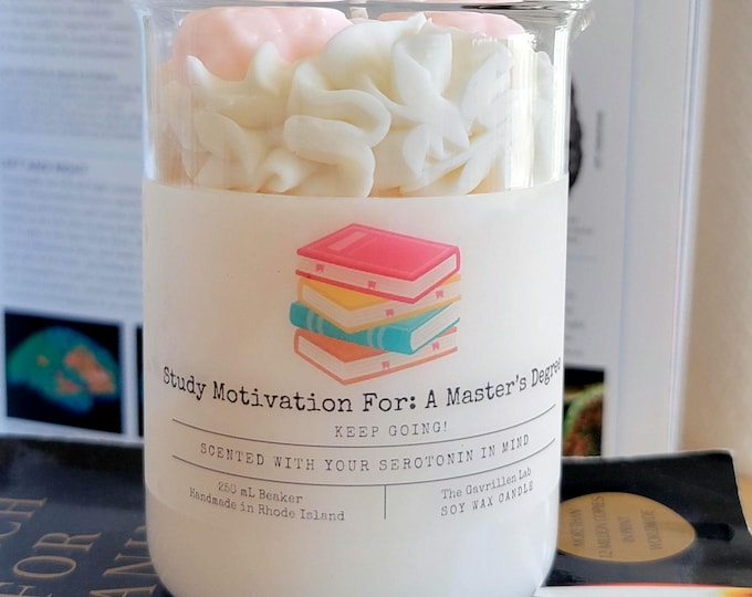 Master's Degree Candle: Soy Wax Beaker Candle, Degree Encouragement, Student Gift, Study Motivation Candle, College Student Gift
