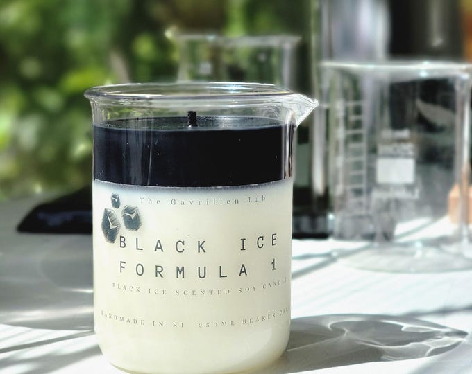 Black Ice Soy Wax Beaker Candle: Gifts for Him