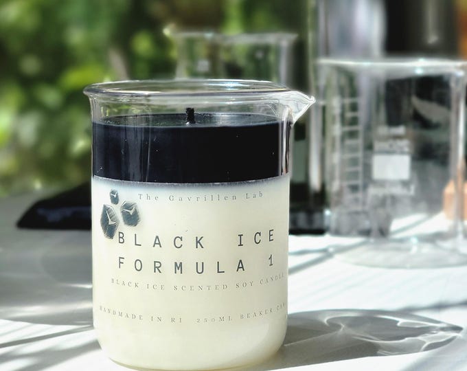 Black Ice Soy Candle - Masculine Scent - Beaker Candle - Gift for Him - Handmade Science Candle - Lab Themed Gift