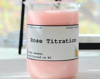 Chemistry Candle | Rose Titration Beaker Candle | Lab Week Gift | Pink Rose Scent | Science Gift | Handmade Soy Wax Candle